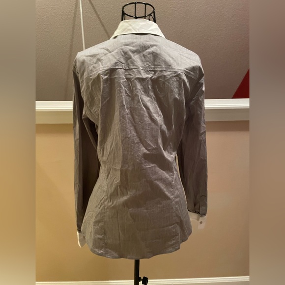 Grey and White Button Up Blouse - Picture 2 of 2